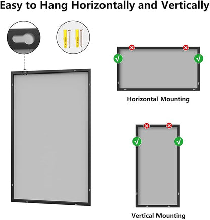 Koonmi Bathroom Mirror 36x60 Bathroom Wall-Mounted Mirrors, Modern Vanity Mirror for Bedroom, Living Room, Aluminum Alloy Frame Allow to Hang Horizontally or Vertically