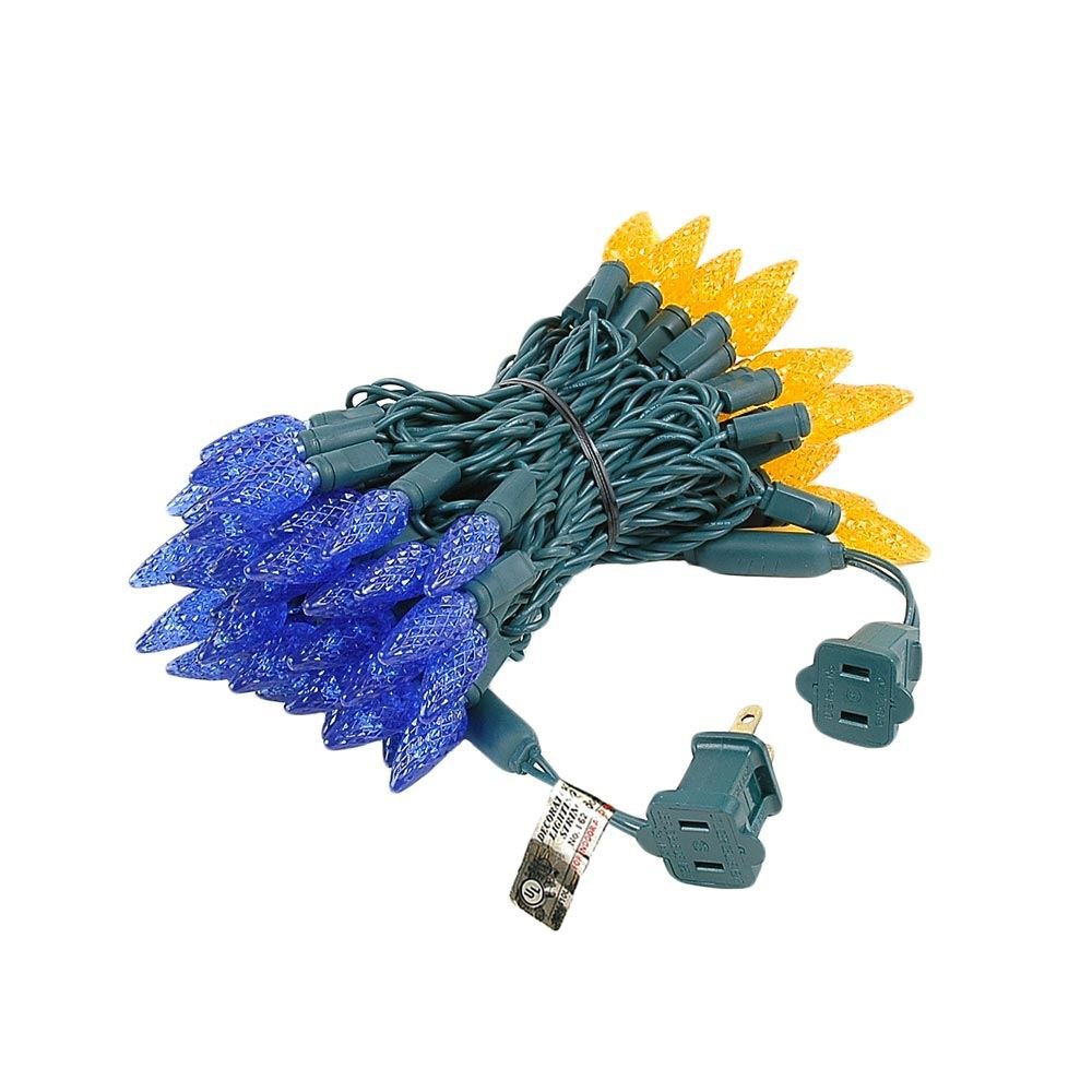 Novelty Lights 24FT 70 LED C6 Christmas String Lights, Outdoor Commercial Grade Tree Decorations, Permanent LED Lights (Blue/Orange)