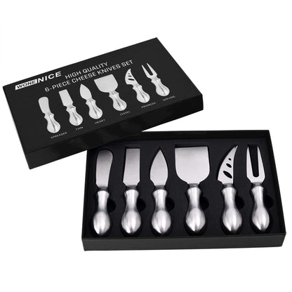 WoneNice Luxury 6-Piece Cheese Knife Set, Premium Stainless Steel Cheese Knives Gift Set for Wine Parties, Charcuterie Boards, Gourmet Dining, Weddings, Housewarming & Cheese Lovers
