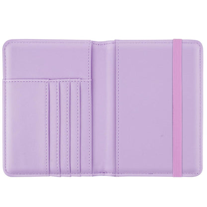 Passport Holder Cover, RFID Travel Wallet Credit Card Holder Cute Purple Pink Passport Book Holders for Women with Elastic Band and Golden Metal Decoration, Gradient Marble