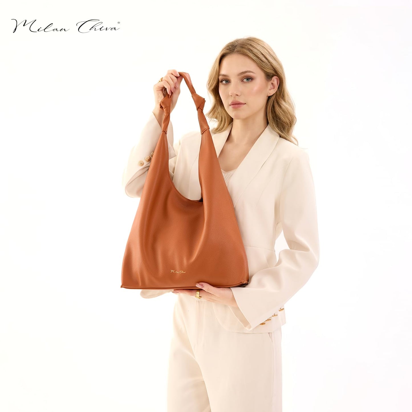 Milan Chiva Hobo Bag for Women, Shoulder Tote Purse, Casual Top Handle Handbag MC-644BR