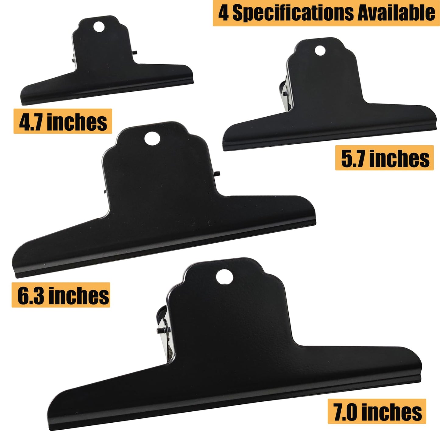 CARLKEMIAN Large Metal Bulldog Clips, 5 PCS Extra Large Jumbo 7 Inch Giant Binder Clips for Chips and Other Food Bags, Work, Art, Office and Kitchen