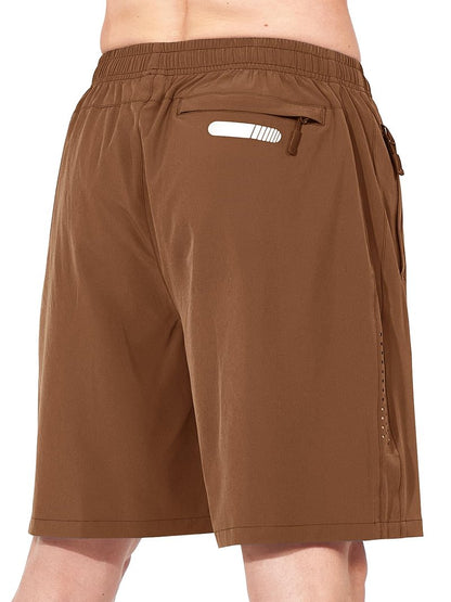 NORTHYARD Men's Athletic Running Shorts Gym Workout 7"/9"/5" Quick Dry Lightweight Sports Basketball Tennis 3 Zipper Pockets Brown 3XL