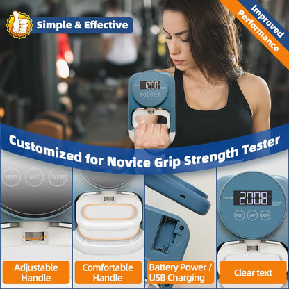 Grip Strength Tester Hand Dynamometer - Grip Strength Trainer Hand Exerciser with Potenciador de Agar de mano Novice Friendly Adjustable Handle for School Home Sports Use (265 Lbs / 120 Kgs)