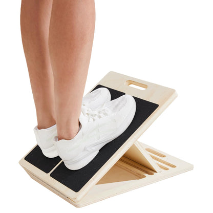 Reoceing Adjustable Wooden Slant Board for Calf Stretching, 5 Angle Incline Board for Exercise, Non-Slip Design, 400 lb Capacity, Foldable Stretch Board