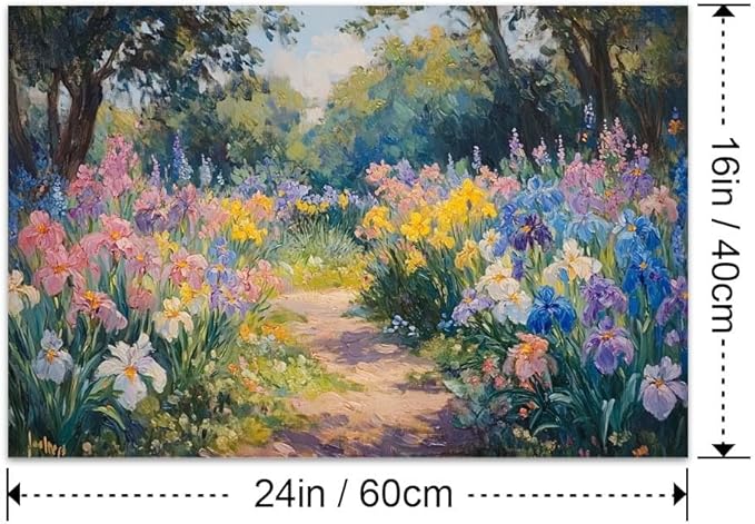 Yesad Colourful Iris Pictures, Wildflower Prints Floral Wall Art Flower Poster Botanical Neutral Art Farmhouse Wall Décor for Living Room Bedroom Kitchen Vintage Wall Art (Unframed,24”x16”,Iris)