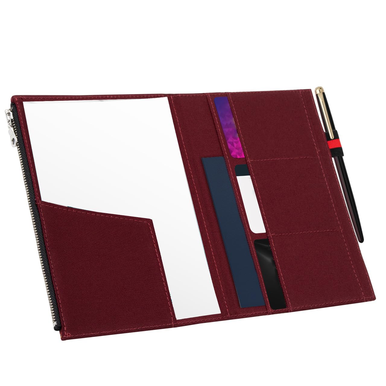 WANDERINGS Zipper Case Card Sleeve Holder Travelers Journal Accessory for Refillable Travel Journals - A5 Size - 5.25" x 8.25" - Durable 100% Cotton Fabric Planner Accessories Case