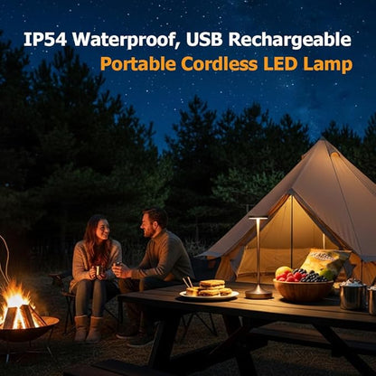 Cordless Table Lamp Rechargeable - 6000mAh LED Battery Operated Table Light - Portable Touch Dimmable Outdoor Waterproof Table Lamps for Patio Bar Restaurant Dining (2 Brown)