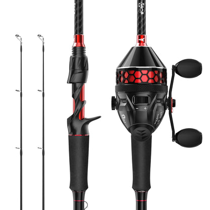 KastKing Brutus Twin-Tip SpinCast Combo, 6'6'' M Twin Tips Rod, Size 30