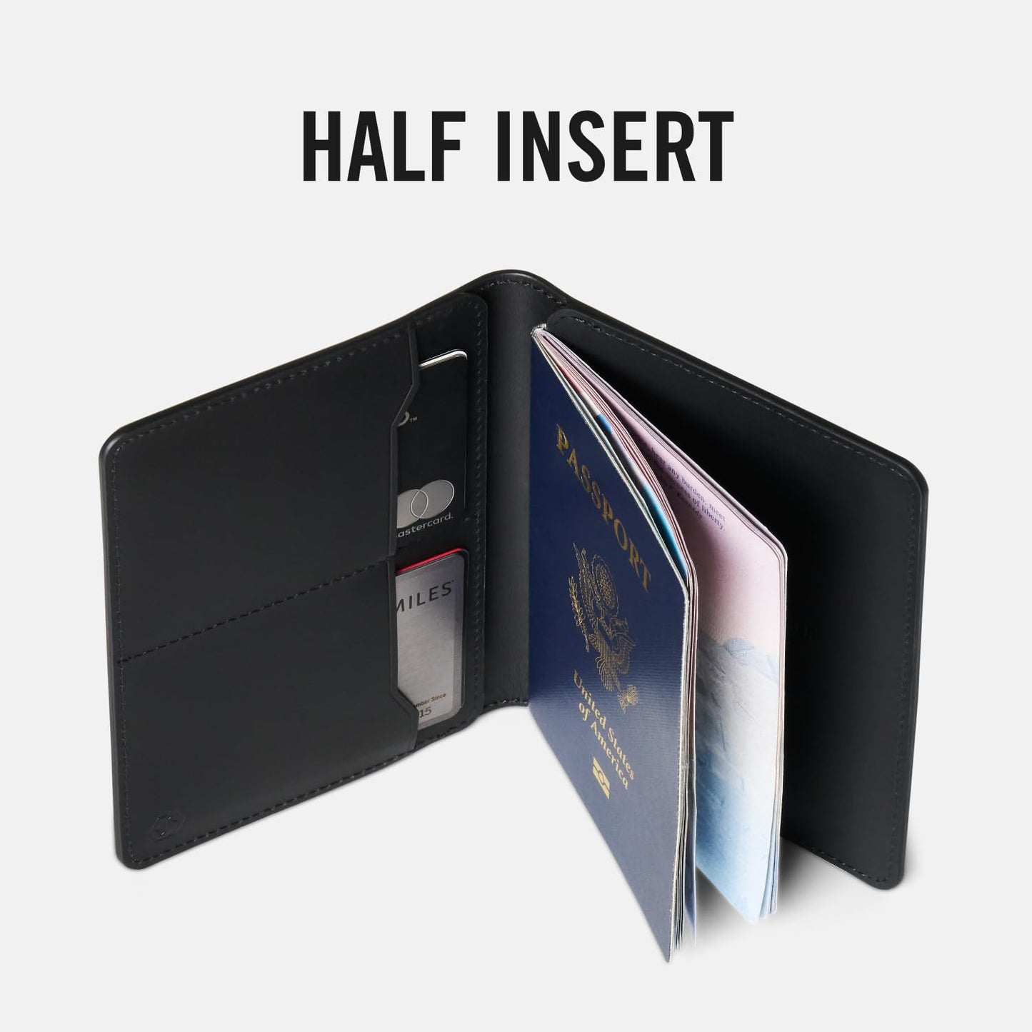 Ridge Passport Holder - Leather Travel Wallet, RFID Protection, Holds Passport, 6 Credit Cards, Folded Cash, And a Boarding Pass (Midnight Black)