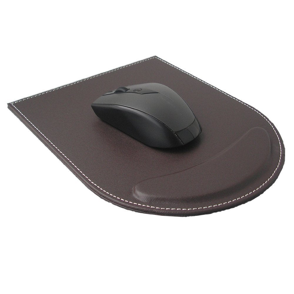 KINGFOM 5PCS Desk Organizer and Accessories Set, Pu Leather Office Supplies with Multifunction Desktop Organizer Storage Box, Tissue Holder, Mouse Pad, Note Paper Holder, Pencil Holder for Desk Brown