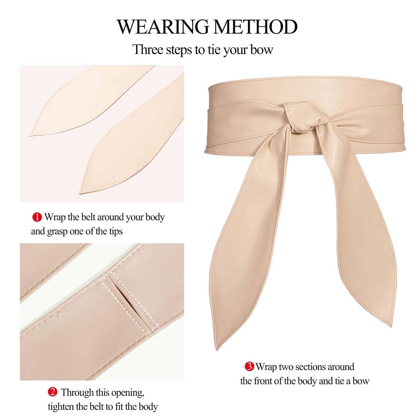 ChinEluviis Womens Obi Belt Fashion Corset Wide Leather Knotted Cinch Tie Wide Belt for Evening Dress Beige M