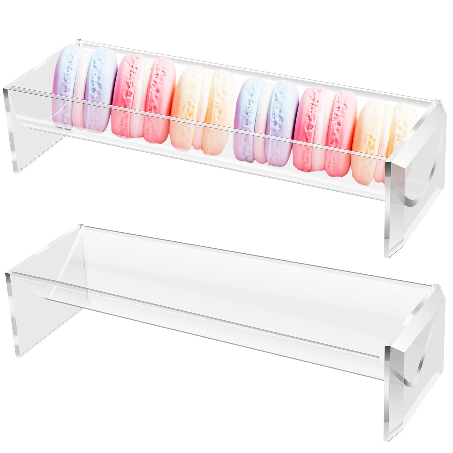2Pcs Acrylic Cracker Serving Tray, Transparent Macaron Display Tray, Rectangular Multipurpose Biscuit Holder for Home Party Food Display