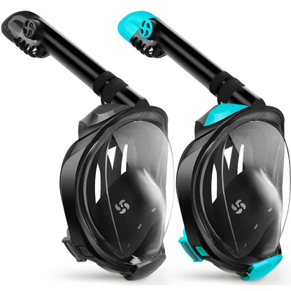 Greatever G2 Snorkeling Gear for Adults 2PCS, Full Face Snorkel Mask with Dry Top Snorkel,Anti-Leak & Anti-Fog Snorkel Mask Adult,Foldable Snorkeling Mask with Camera Mount mesh Bag