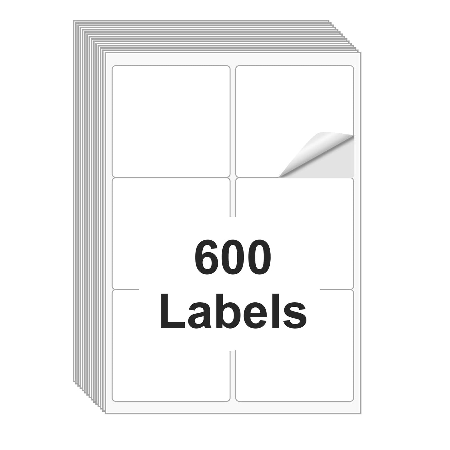 [100 Sheets 600 Labels] Shipping Labels 3 1/3"x4" Printable White 6 up Labels for Laser/Inkjet Printers, Mailing FBA Address Label Sticker Paper - Permanent Adhesive Label Blank