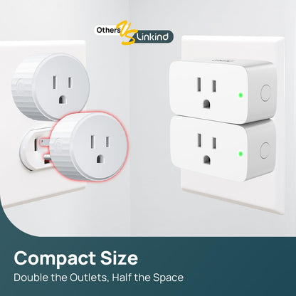 Linkind Matter Smart Plug with Remote, Work with Apple Home, Siri, Alexa, Google Home, SmartThings, Smart Outlet 15A/1800W Max, Smart Automation, Remote Control,Timer&Schedule, 2.4G Wi-Fi, 4 Pack