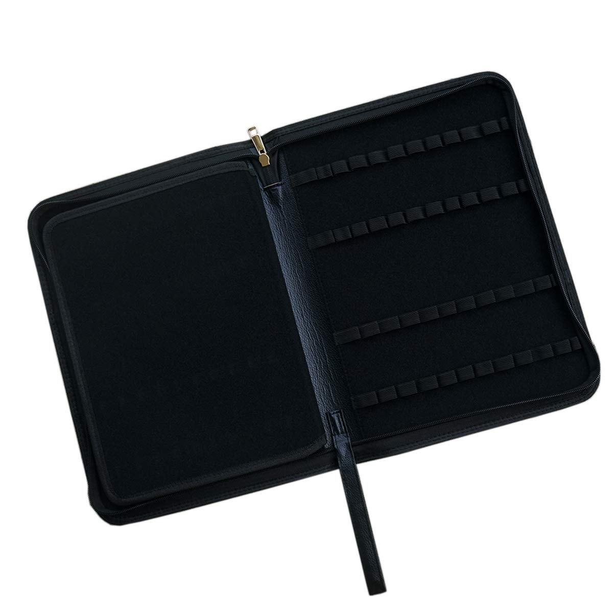Large Capacity Fountain Pen Case PU Leather Black Color 48 Slots pen pouch bag
