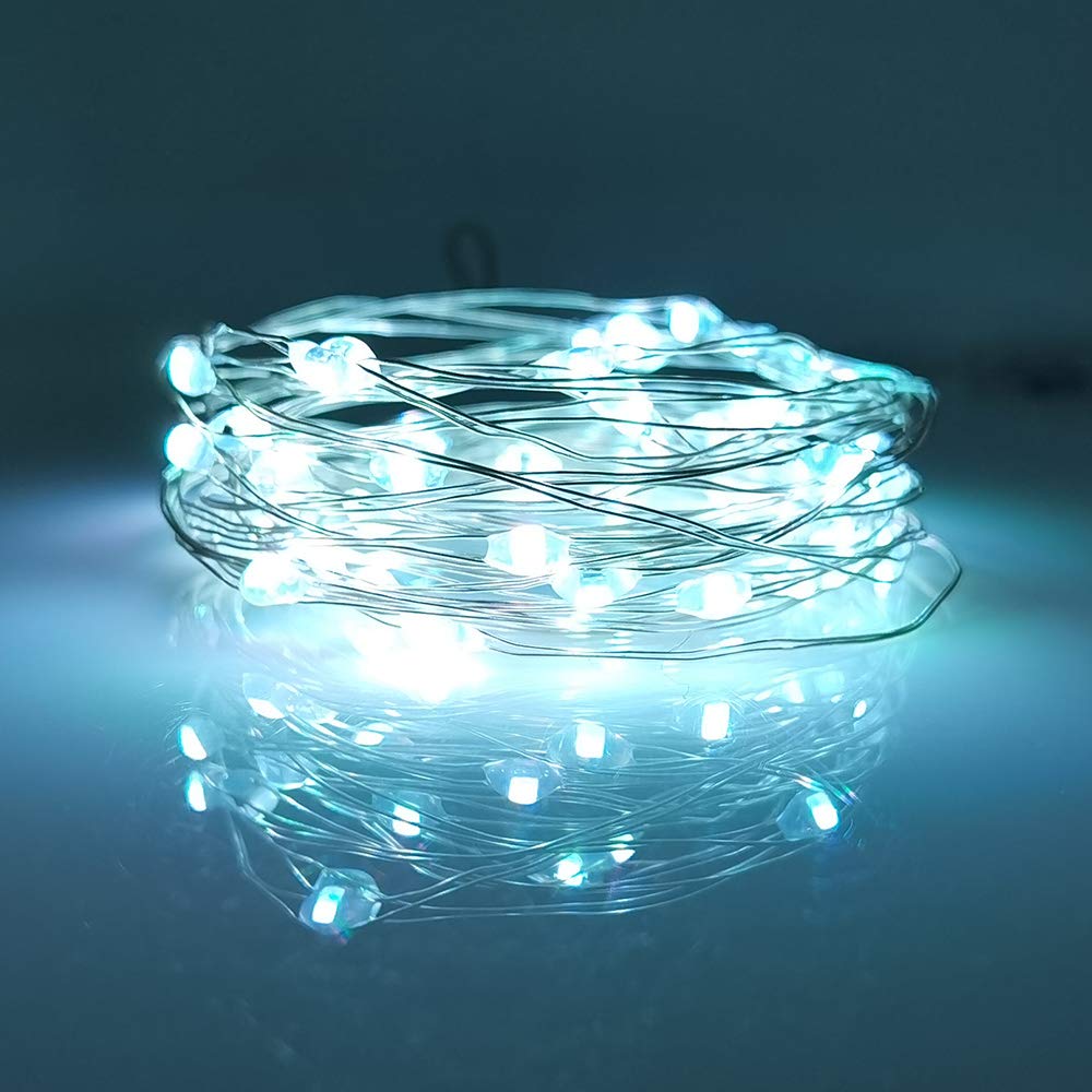 LIIDA [10-Pack] LED String Lights, 6.6FT LED Moon Lights 20 Led Micro Lights On Silver Copper Wire (Batteries Include) for DIY Wedding Centerpiece, Table Decoration, Party (Cool White)