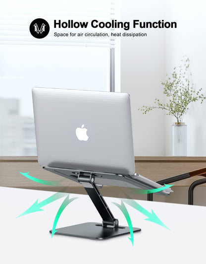 Foldable Laptop Stand, Height Adjustable Ergonomic Computer Stand for Desk, Aluminum Portable Laptop Riser Lecterns Holder Mount Compatible with MacBook Pro Air, HP, Dell 10-16"