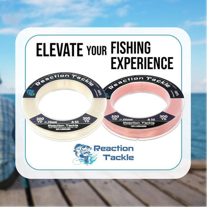 Reaction Tackle 100% Pure Fluorocarbon Fishing Line - High Strength, Abrasion-Resistant | Saltwater & Freshwater Leader