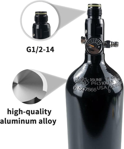 Paintball Tank System - 48ci HPA Aluminum Air Tank | 3000psi Input, 800psi Output, Flat Bottom Design