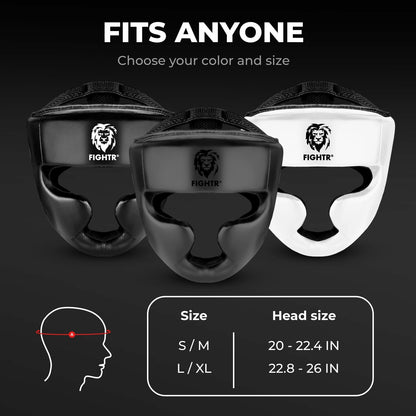 FIGHTR® Boxing Headgear with Best fit | Boxing Helmet Guard for Sparring | Adjustable Size for Boxing, MMA, Muay Thai, Kickboxing & Martial Art (Black, L)