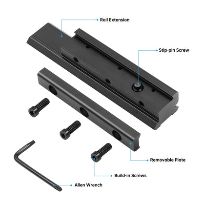 Bontok Dovetail to Picatinny Rail Adapter, 11mm Dovetail to 21mm Upgraded Build-in Locking Screws Picatinny Rail Low Profile Scope Mount Converter Base 3/8" to 7/8" Converter-9 Slots-Black-(2 Pack)