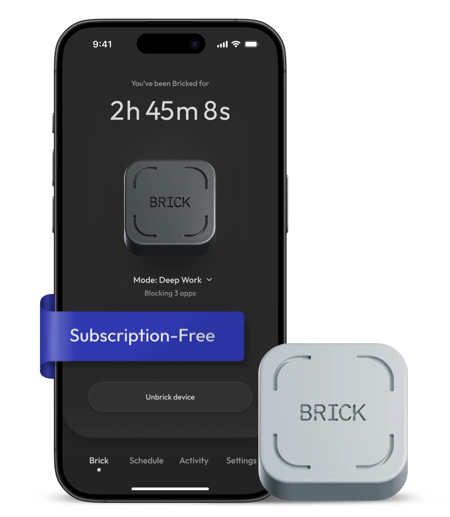 The Brick Phone Access Blocker Device for Cell Phones - Subscription-Free Phone Lock, Limits Smartphone Access, Reduces Screen Time & Improves Focus - High-Grade Magnet & Anti-Slip Silicone