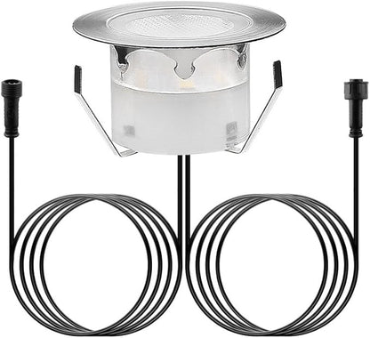 Led Deck Lights Outdoor Waterproof Low Voltage Stainless Steel 1W Outdoor Yard Garden Decoration Lamps Landscape Pathway Patio Step Stairs LED Cool White In-ground Lights(Silver Border,1 Pack)