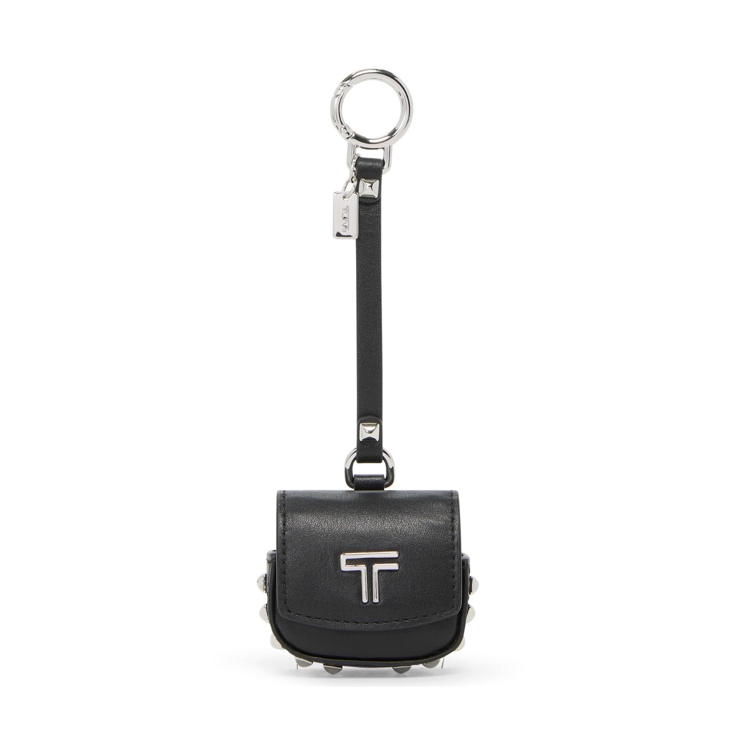 TUMI - Belden Airpods Charm - Men's and Women's Premium Leather Earbud Case - Black Studded