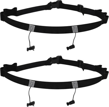 Race Number Belt - 2-Pack Bib Belts with 6 Energy Gel Loops | No Safety Pins for Marathon & Triathlon Running