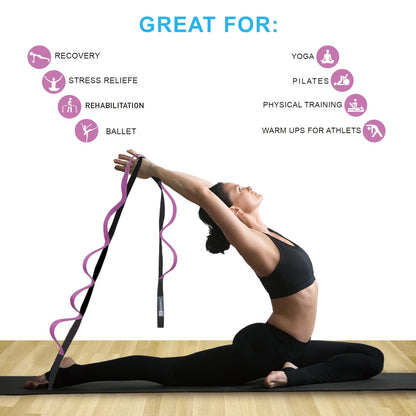 A AZURELIFE Premium Durable Stretch Straps with Loops, Stretching Strap for Physical Therapy, Multi-Loop Yoga Strap Fitness Exercise Strap for Yoga, Pilates, Dance, Flexibility&Exercise
