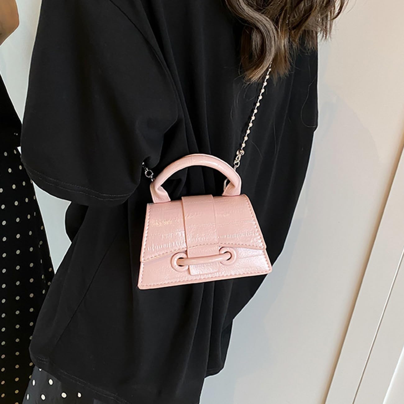 Mini Crossbody Bags Women's Y2K Purses Top Handle Crossbody Bag Clutch Shoulder Handbag for Cocktail Party Prom Wedding Pink