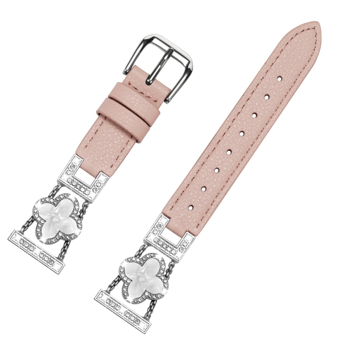 Moran Leather Watch Band 18mm 20mm 22mm Quick Release Slim Leather Strap Dressy Fancy Bling Replacement Smartwatch Strap Compatible with Samsung Galaxy Watch 6/5/4/3, Garmin Watch,Fossil