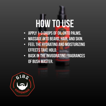 GIBS Beard, Hair & Tattoo Oil - Softens & Strengthens Beard Growth, Moisturizes Skin (4 Scents, 2 Sizes)