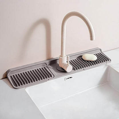 Longer Silicone Faucet Mat for Kitchen Sink – Button Style Faucet Drip Catcher