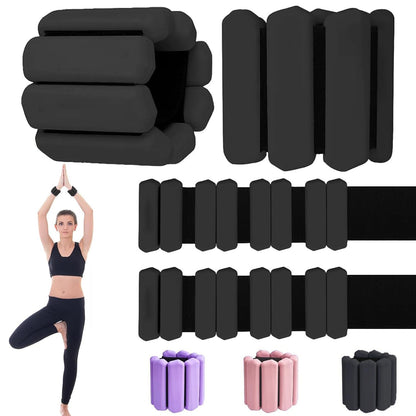 YOVKOK Adjustable Ankle Weights for Women Men,Wrist Weights set for Walking Running,1 Pair (1Lbs Each) Silicone Workout Weights for gym fitness, Jogging,yoga,pilates,strength training,physical therapy (Black)