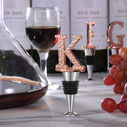Miicol Wine Stopper, Prosecco Topper, Personalised Champagne Stopper, Rose Gold Wine Bottle Accessories, Wine Lovers Gift, Monogram Gift, Letter K