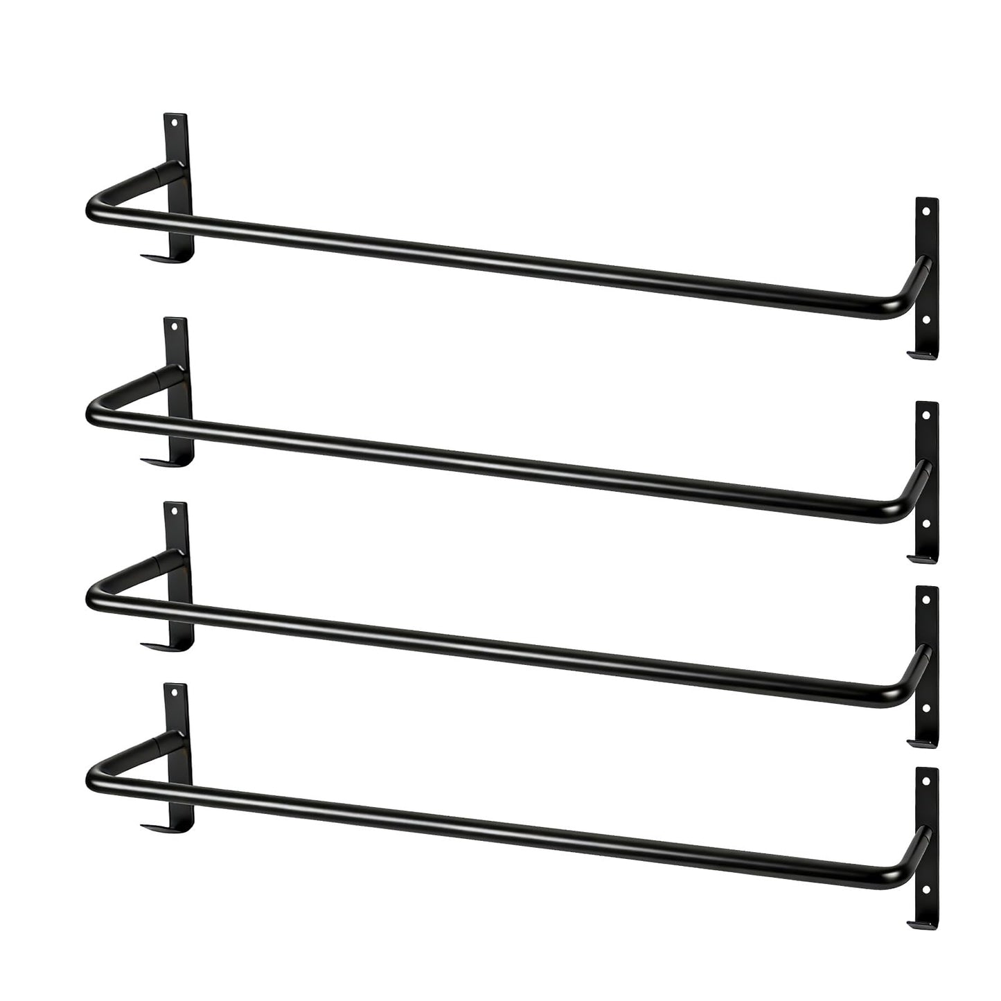 Zwinz 4Pcs Heavy Duty Horse Blanket Rack with Bridle Hooks, Wall Mounted Assembled Blanket Bar, Saddle Pad Rack for Horse Tack Storage, Black
