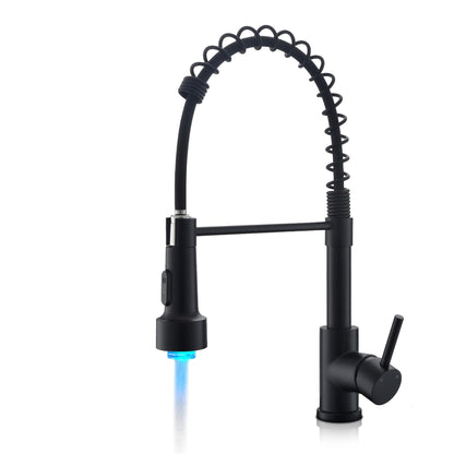 Kitchen Faucet with Pull Down Sprayer, High Arc Single Handle Stainless Steel Kitchen Sink Faucet with Sprayer for Rv Camper, Matte Black