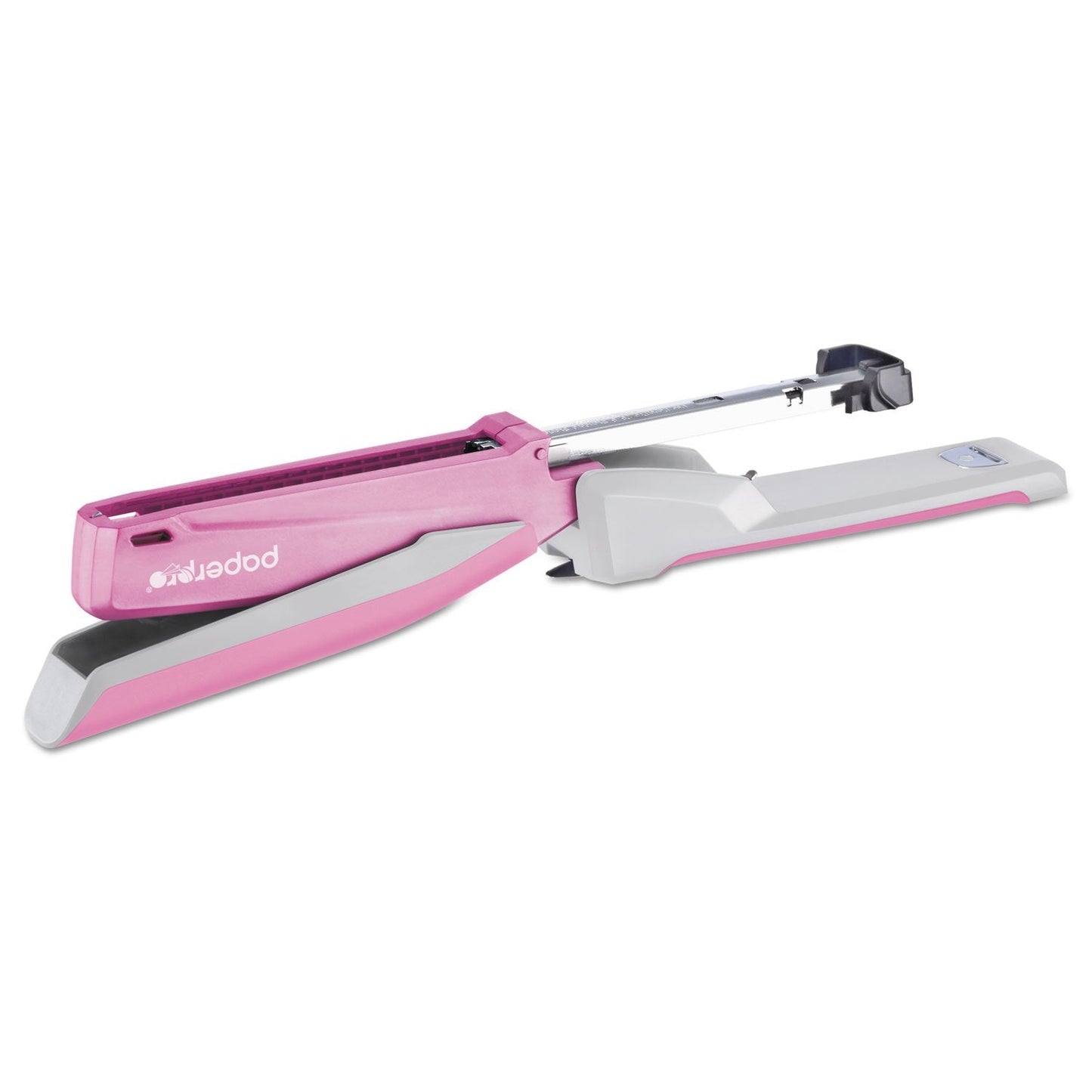 Bostitch Office InPower Spring-Powered Desktop Stapler, 20 Sheet Capacity, One Finger Stapling, Includes 210 Staples, Jam Free, Opens for Tacking, Breast Cancer Awareness Pink