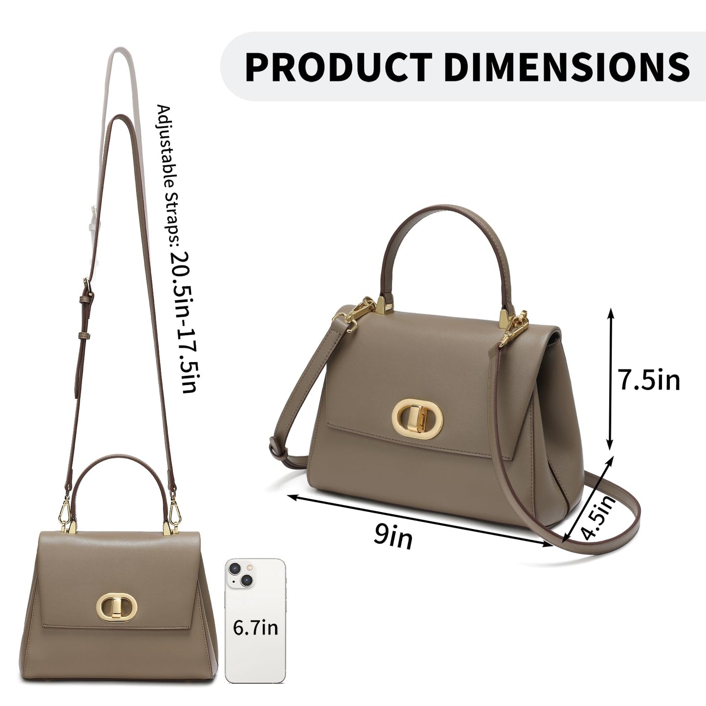 Top Handle Bag Leather Satchel Bags for Women Luxury Designer Business Crossbody Work Purse with Multiple Internal Pockets