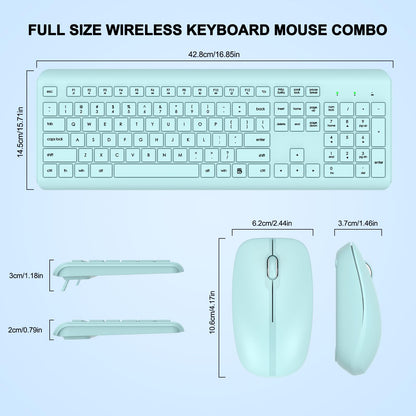 Wireless Keyboard and Mouse Combo, Full Size Silent Ergonomic Keyboard and Mouse, Long Battery Life, Optical Mouse, 2.4G Lag-Free Cordless Mice Keyboard for Computer, Mac, Laptop, PC, Windows