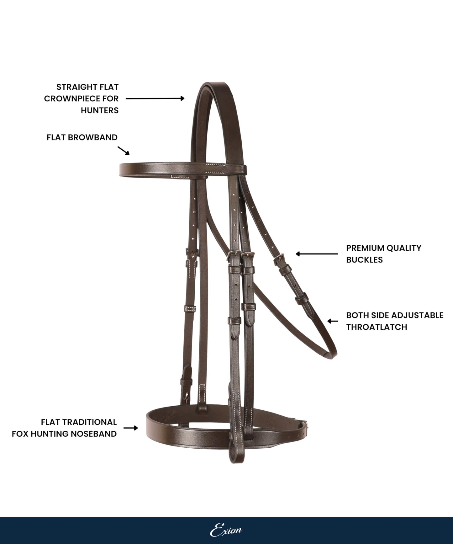 ExionPro Traditionally Hunter Bridle with Laced Reins | Premium Leather English Bridle for Horses | Jumping Snaffle Bridle | Equestrian Tack for Show Ring, Schooling & Training