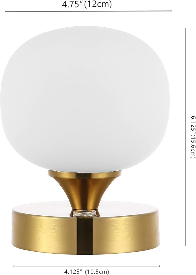 JONATHAN Y JYL7112C Owen 6.13" Modern Minimalist Iron Rechargeable Integrated LED Table Lamp Contemporary Bedside Desk Nightstand Lamp for Bedroom Living Room Office, Brass Gold/White