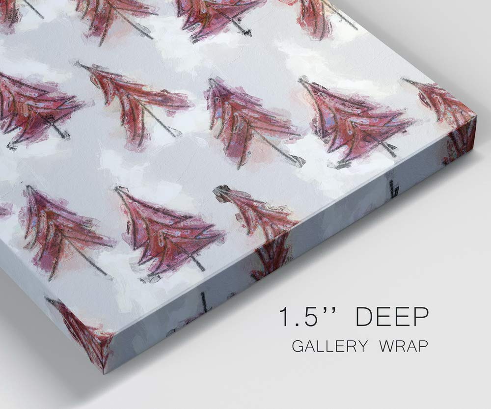 Renditions Gallery Christmas Tree Forest (Red) Wall Art, Cute Winter Artwork, Festive Holiday Patterned Decor, Premium Gallery Wrapped Canvas, Ready to Hang, 10 in H x 10 in W, Made in America