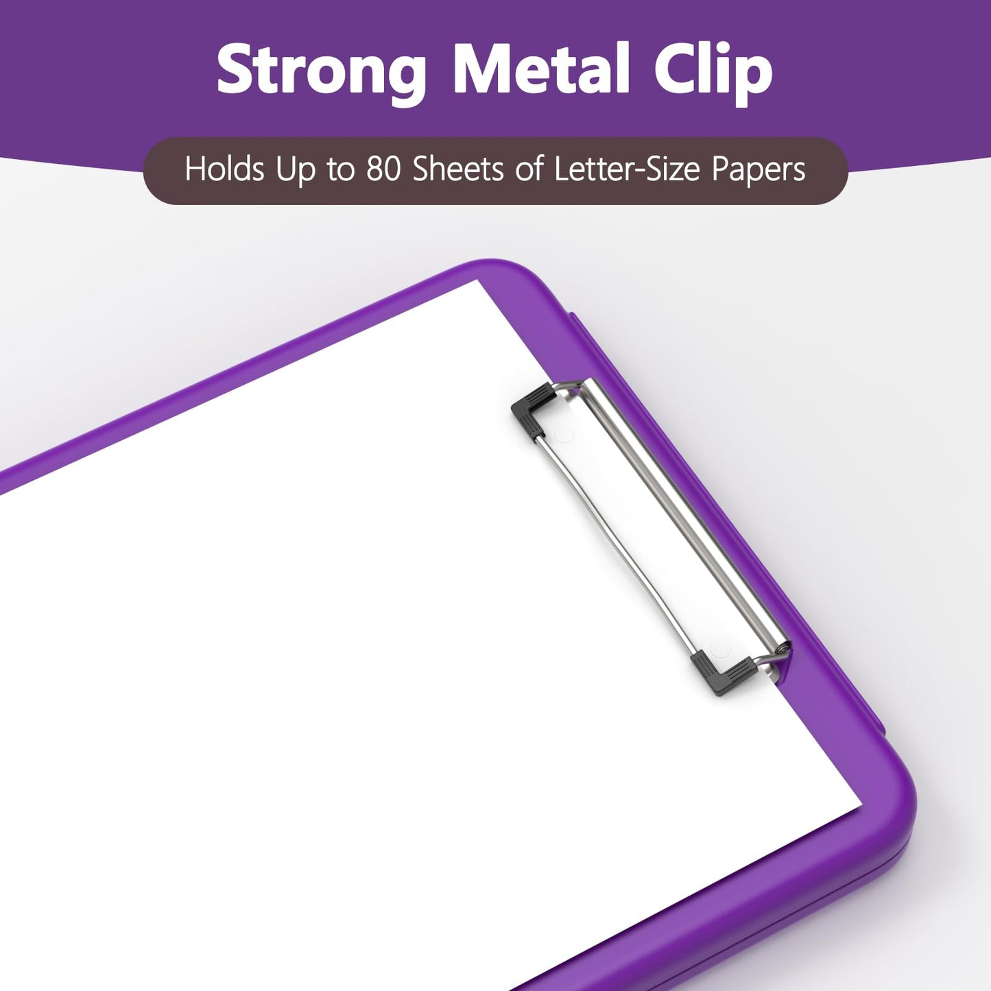 Clipboard with Storage, 8.5 x 11 Storage Clip Board with Low Profile Clip, Heavy Duty Nursing Foldable, Suitable for Classroom, Teacher, Coaches, Office School Supply(Purple)