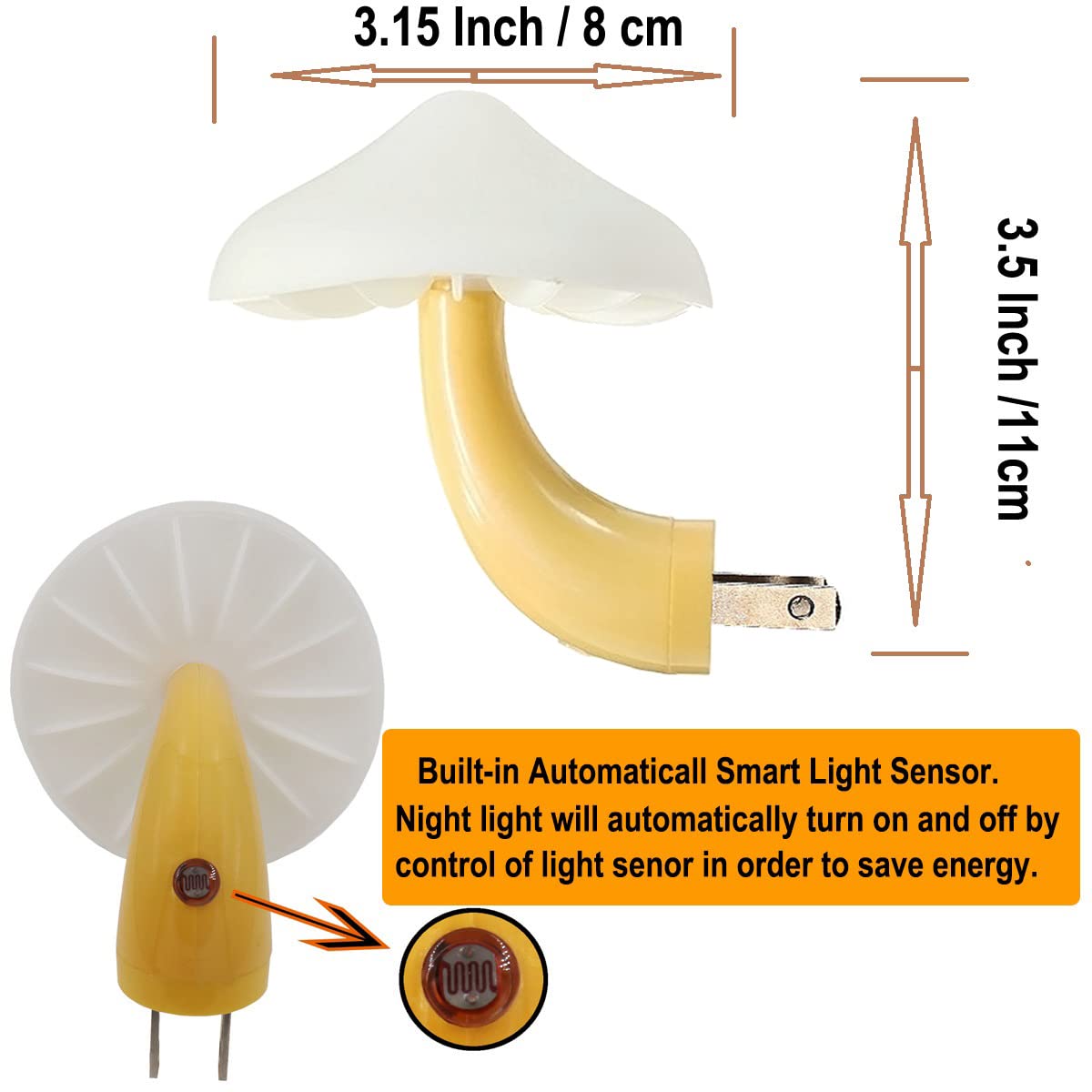 AUSAYE 4 Pack Plug in Night Light, Mushroom Light LED Nightlights for Kids, Adults, Bedroom, Bathroom,Hallway, Stairs, Kitchen Blue