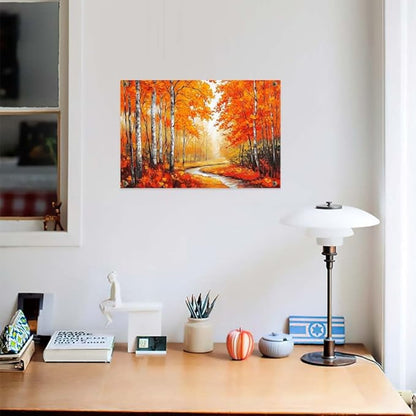 Yesad Autumn Canvas Wall Art, Fall Tree Forest Field Landscape Painting Fall Wall Art Prints Pictures Posters Artwork for Living Room Bedroom Bathroom Home Decor (Unframed,30”x20”,Tree & River)