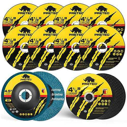 Grinding & Cutting Wheels 4 1/2 inch Set,Angle Grinder Wheel Set,Cut Off Wheels 8 PCS,Grinding Wheel,4.5¡± Flap Discs for Angle Grinder for Cutting Grinding 8+1+1 PC